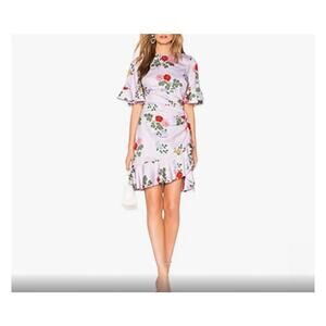Keepsake short lavender floral satiny dress  Size Small